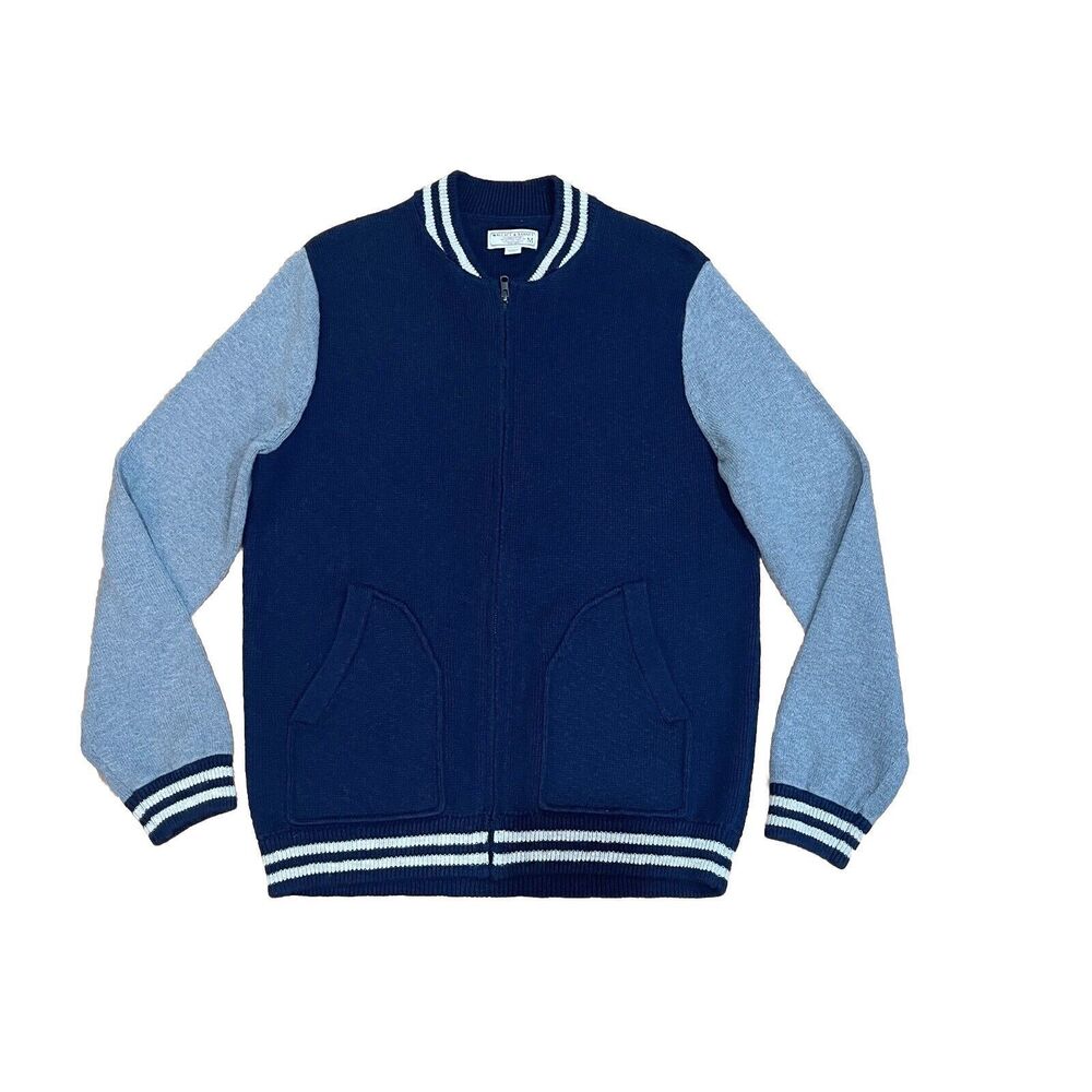 Wallace Barnes by J. Crew Mens Knit Varsity Cardigan Size Medium M Full Zip RARE